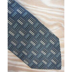 Ermenegildo Zegna Neck Tie Silk Geometric Square Formal Designer Italy